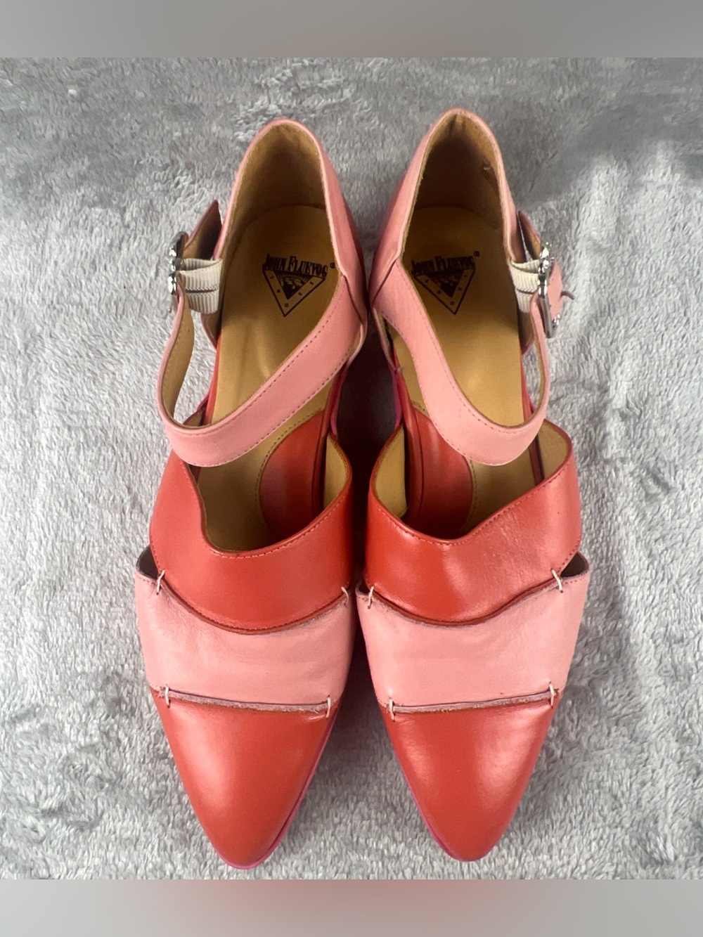 John Fluevog Passion Heels Mary Jane Point Toe Buckle Strap Shoes Womens 9 Pink - Picture 9 of 12